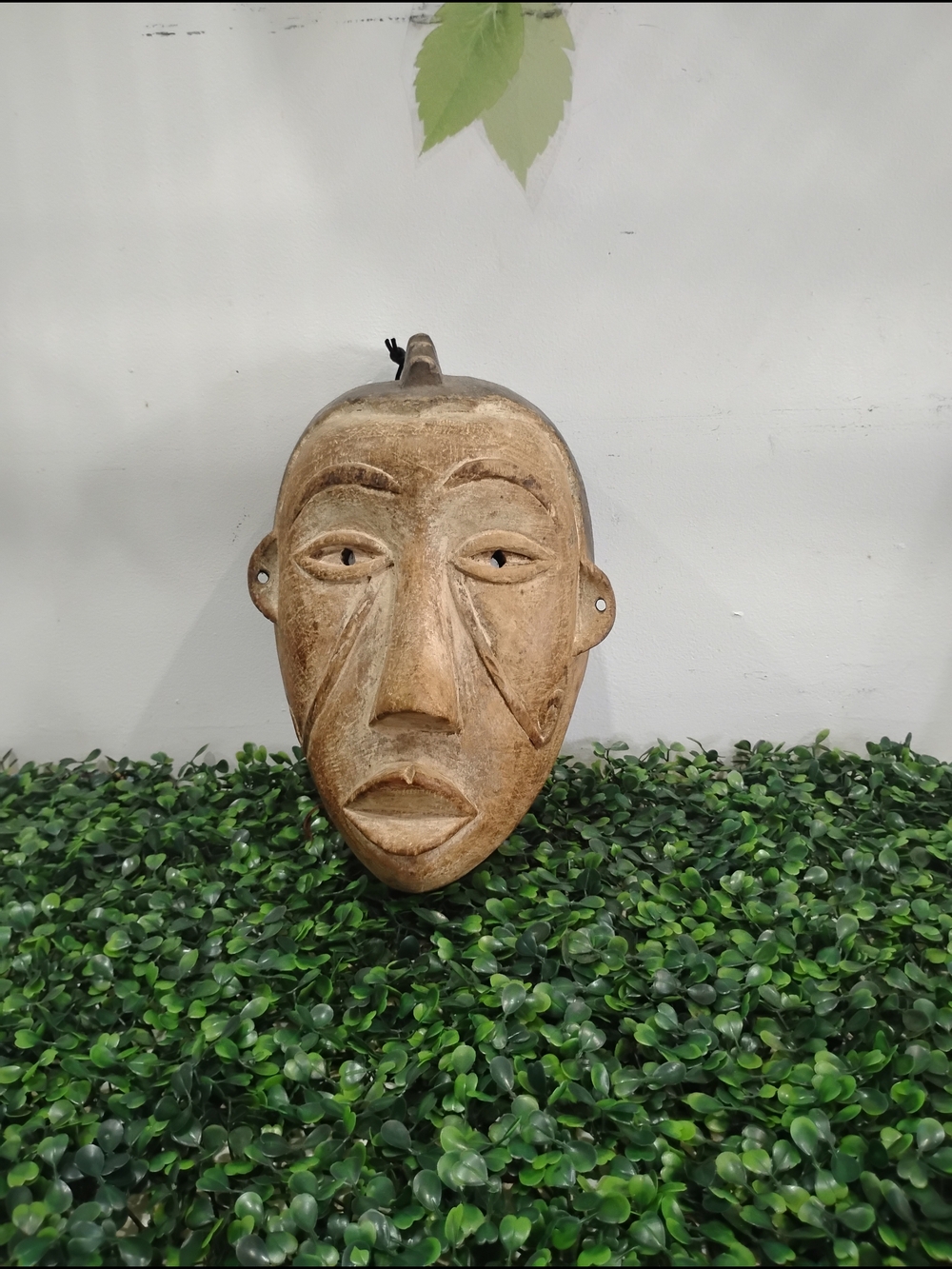 African Gabon Hand-Carved Brown Cutural Decorative Punu Tribal Mask
